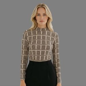 Geometric Pattern Long Sleeve Bodysuit  Size 3x